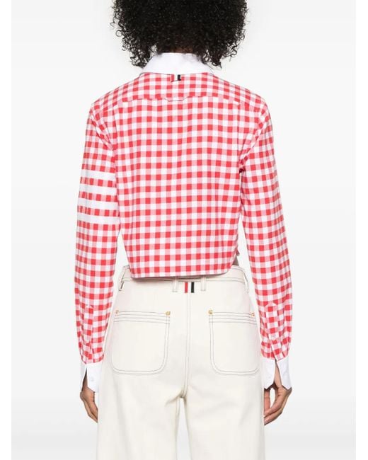 Thom Browne Red 4 Bar Stripes Gingham Check Shirt