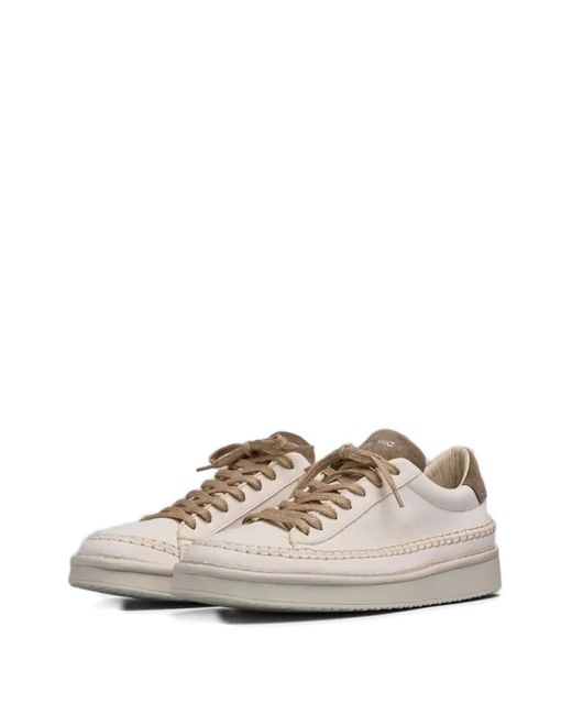 Pànchic Brown Stitched-Detail Lace-Up Sneakers for men