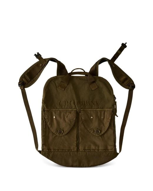 C P Company Brown Panama-R Mixed Zip Backpack for men