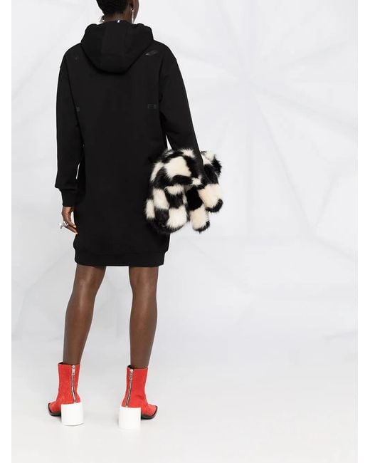 McQ Alexander McQueen Black Logo Print Hooded Dress