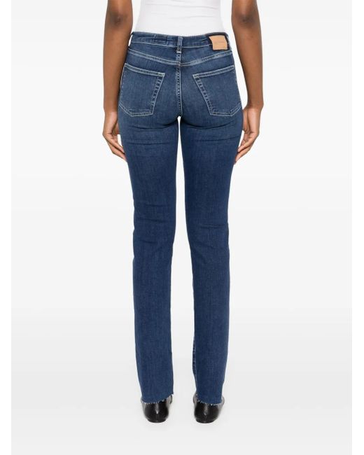 AG Jeans Blue Girlfriend Long Mid-Rise Straight-Leg Jeans