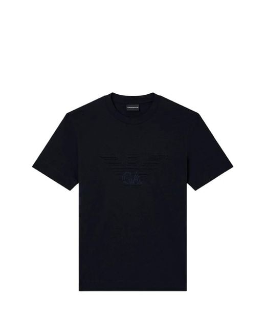 Emporio Armani Blue Logo Crew-Neck T-Shirt for men