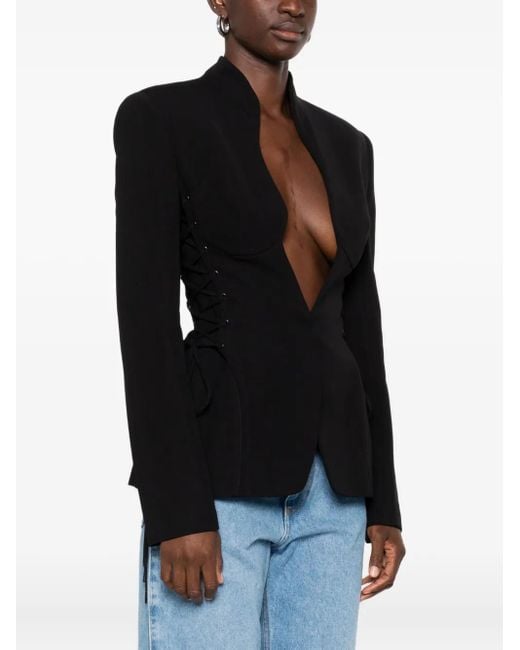 Mugler Black Sculptural Lace-Up Jacket