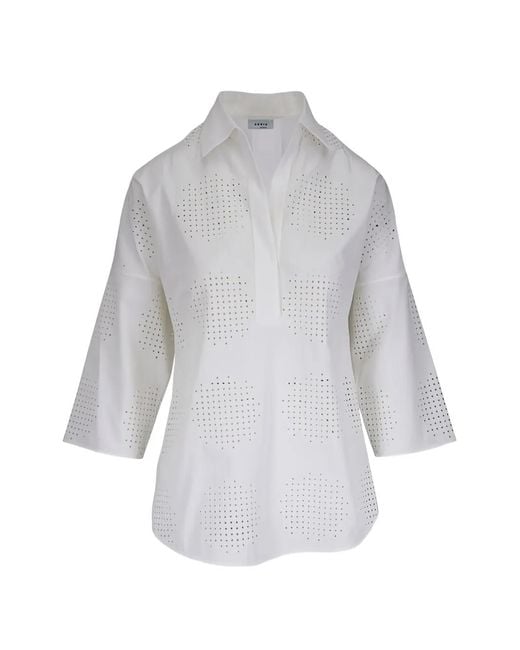 Akris Punto White Cutout Blouse