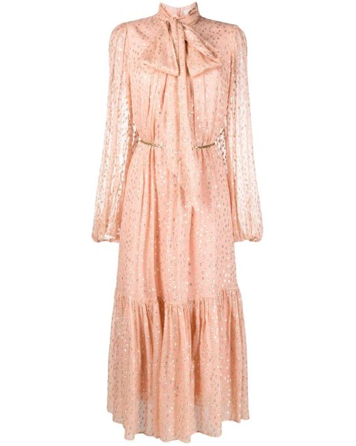 Zimmermann Silk Billow Metallic Polka-dot Midi Dress in Pink - Lyst