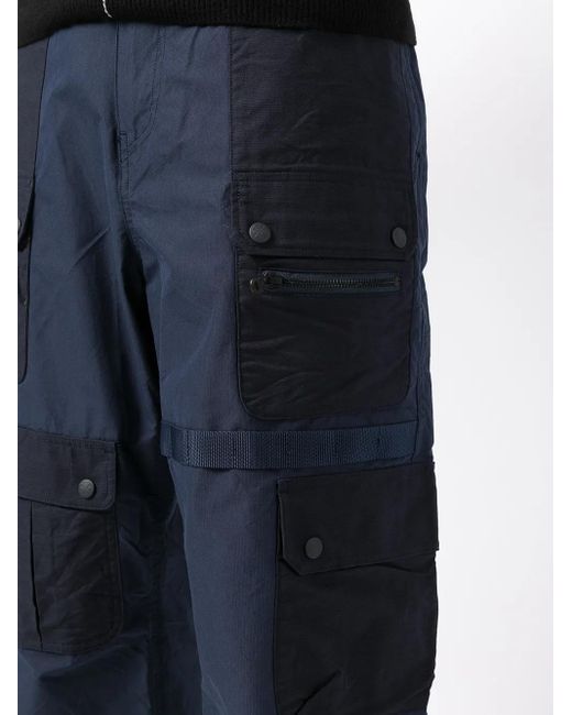 White Mountaineering Blue Multi-Pocket Cotton-Blend Parachute Trousers for men