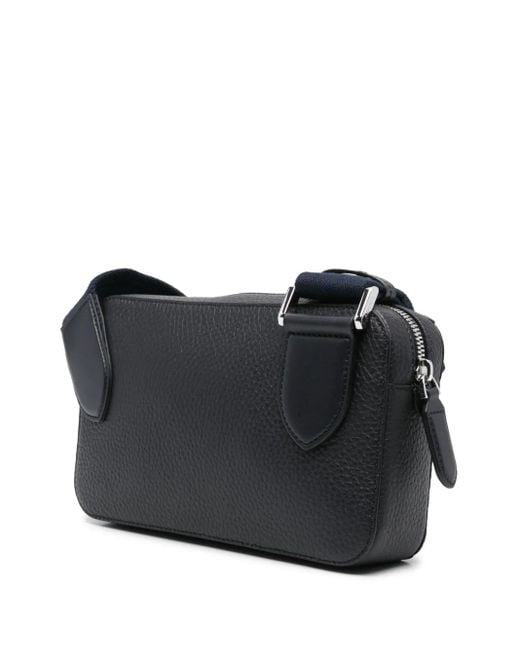 Aspinal Black Reporter Compact Leather Messenger Bag for men