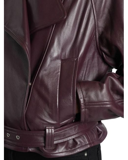 IRO Purple Yuria Belted Leather Biker Jacket