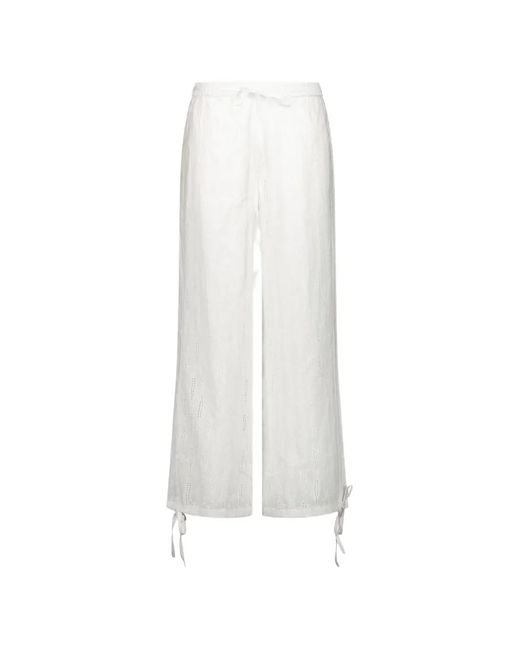 House Of Sunny White Sea Breeze Broderie-Anglaise Trousers