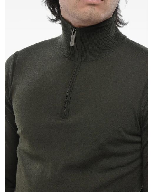 Paolo Pecora Gray Half-Zip Elbow-Patchs Polo Shirt for men