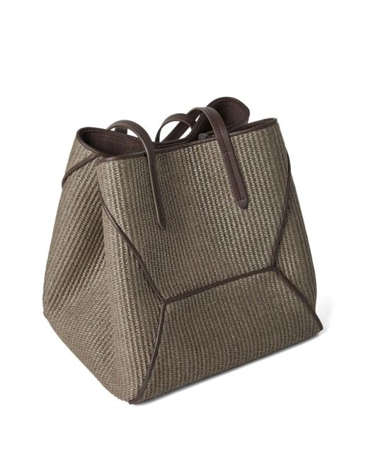 Brunello Cucinelli Gray Monili-embellished Raffia Tote Bag