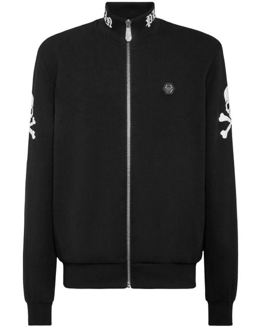 Philipp Plein Black Embroidered Bomber Jacket for men