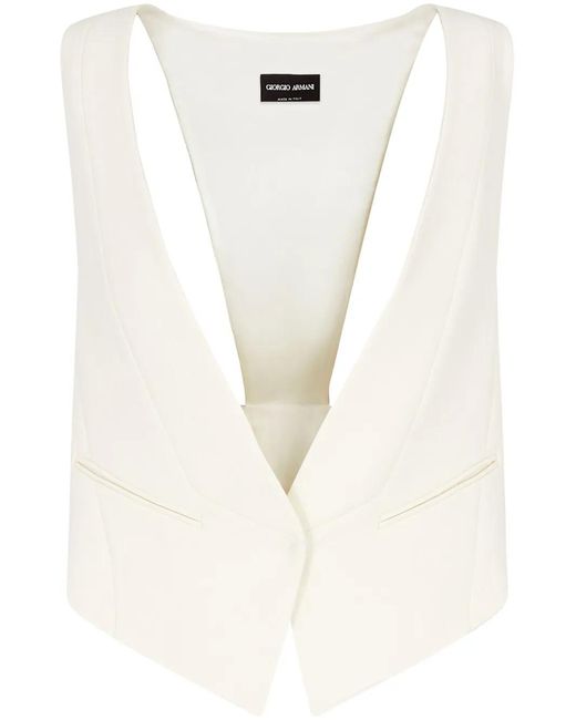 Chaleco De Seda Giorgio Armani de color White