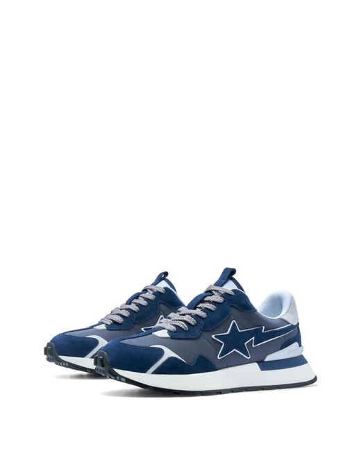 A Bathing Ape Blue Sta Star-patch Sneakers