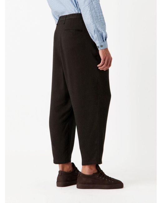 Giorgio Armani Black Pleated Cropped Trousers for men
