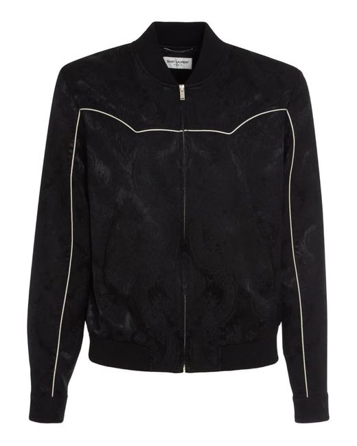 Saint Laurent Black Paisley-Print Bomber Jacket for men