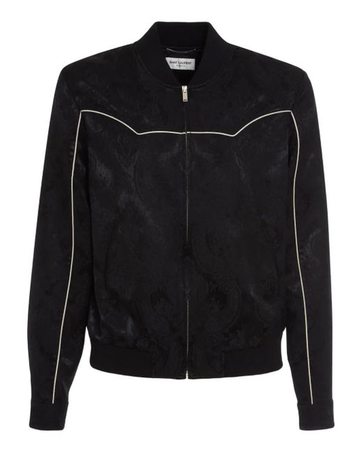 Saint Laurent Black Paisley-Print Bomber Jacket for men