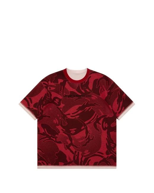 Aape By A Bathing Ape Red Moonface Reversible Camouflage-Print T-Shirt for men