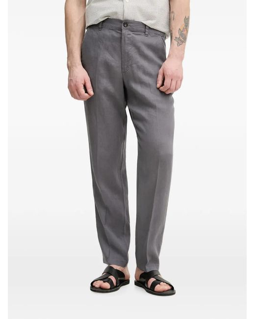 Benetton Gray Pressed-Crease Straight-Leg Trousers for men