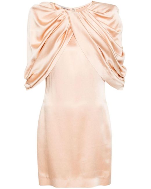 Robe courte en satin à design drapé Stella McCartney en coloris Pink