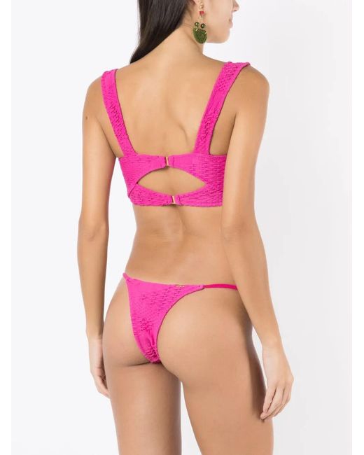 Amir Slama Pink Woven Balconete Bikini Set