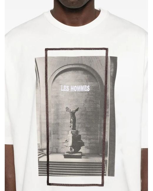 メンズ Les Hommes グラフィック Tシャツ White