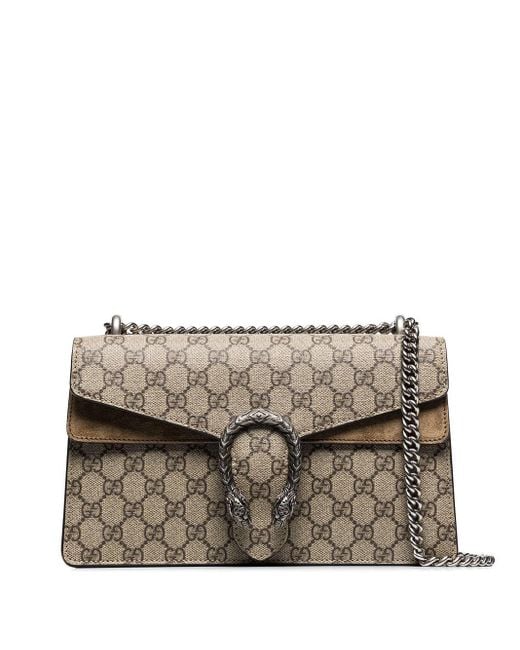 Gucci Brown Dionysus Small Embellished Printed Coated-canvas And Suede Shoulder Bag