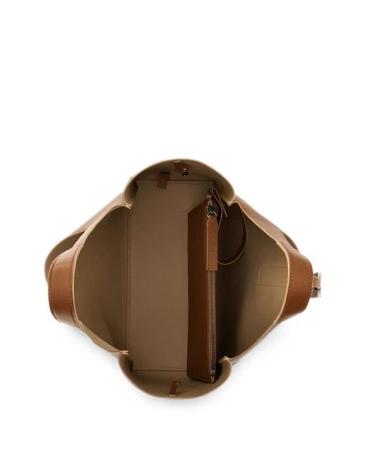 Hogan Brown Trend Logo-Plaque Leather Tote Bag