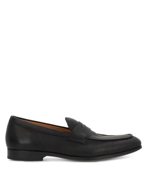 Tod's Black Grained Leather Penny Loafers Shoes for men