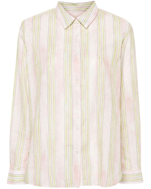 Maison Kitsuné Natural Classic Striped Cotton Shirt