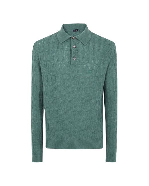 Etro Green Polo-Style Sweater for men