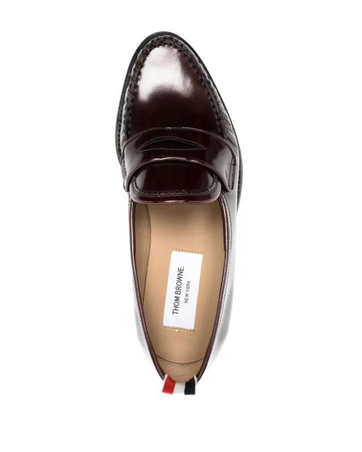 Thom Browne Brown Rwb-Tab Leather Penny Loafers