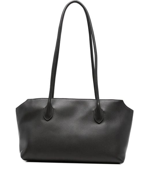 The Row Black Schultertasche aus Leder