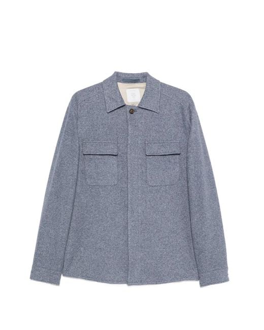 Eleventy Blue Button-Fastening Flap-Pocket Shirt Jacket for men