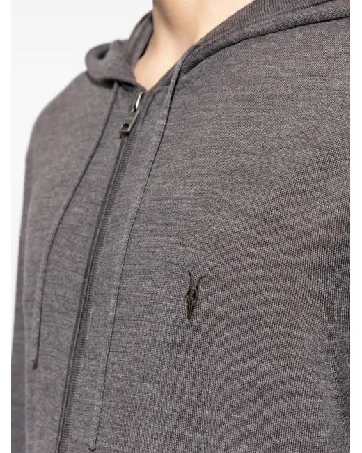AllSaints Gray Zipped Hoodie for men
