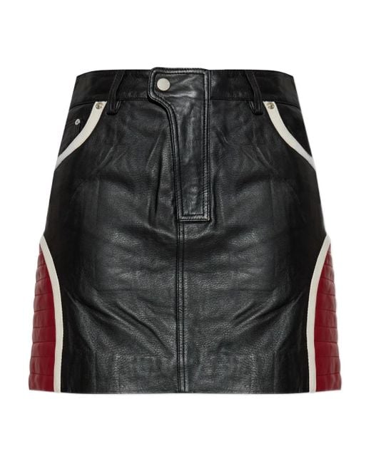 Gestuz Rok Met Leren Vlakken in het Black