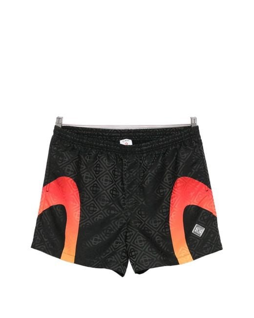 Casablanca Red Monogram-Jacquard Swim Shorts for men