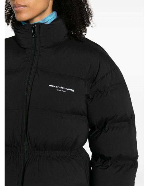 Alexander Wang Black Reflective-logo Jacquard Puffer Jacket