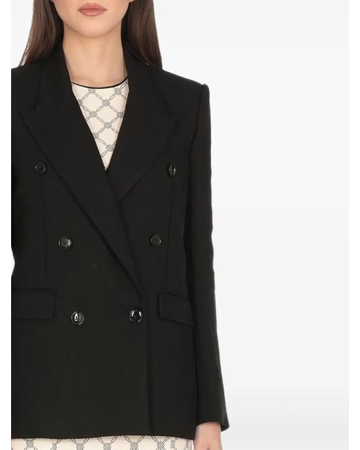 Elisabetta Franchi Black Peak-Lapel Double-Breasted Blazer
