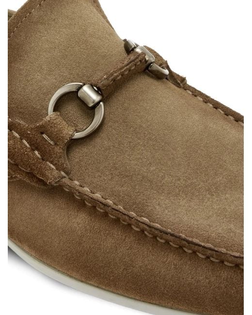 Magnanni Shoes Brown Strap-Detail Suede Loafers for men