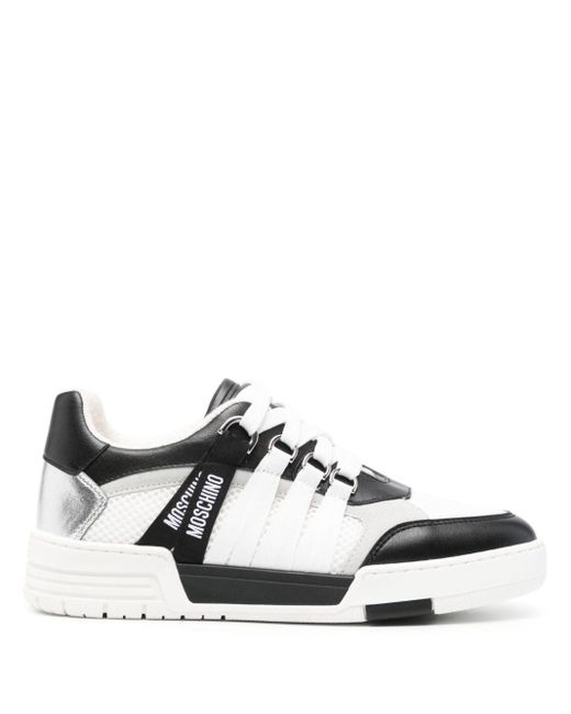Moschino White Logo-tape Leather Sneakers