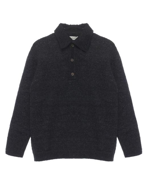 Our Legacy Blue Polo-collar Wool Jumper for men