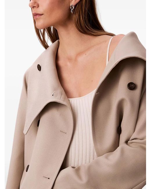 Calvin Klein Natural Button High-Neck Short Coat