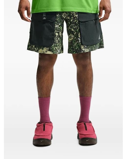 Nike Green Smith Summit Floral-Print Cargo Shorts for men