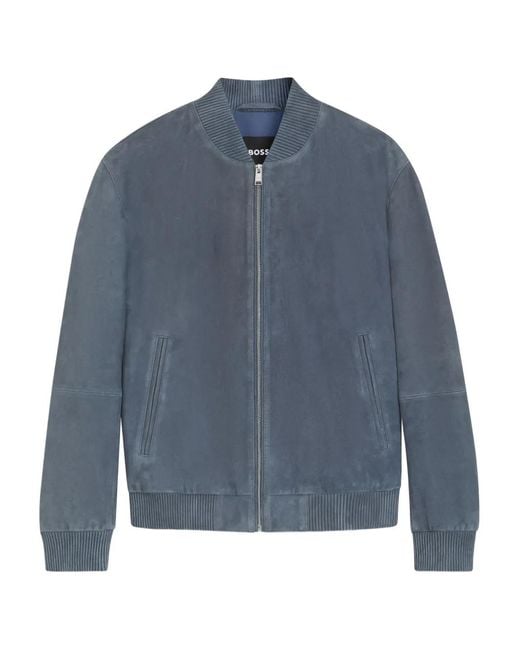 Boss Blue Muller Suede Jacket for men