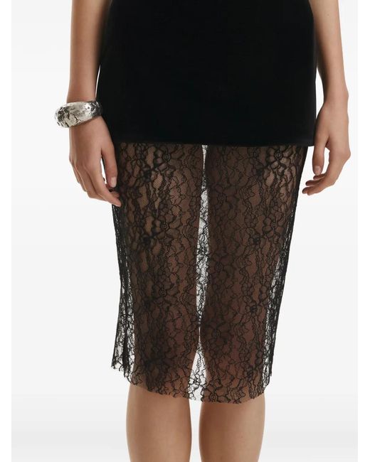 Vestiaire d'un Oiseau Libre Black Velvet Lace Midi Dress
