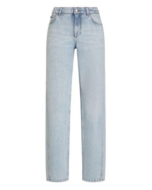 Dolce & Gabbana Blue Logo-Plaque Jeans