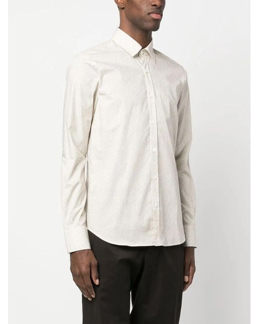 Canali White Plain Button-Down Shirt for men