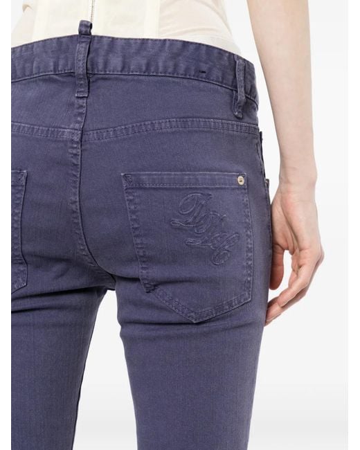 DSquared² Blue Logo-Tag Slim-Fit Jeans
