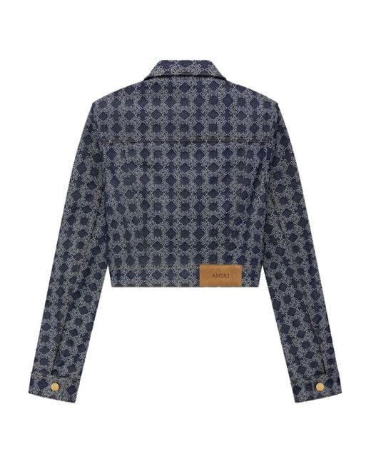 Amiri Blue Ma Quad Patterned Zip-Up Denim Jacket